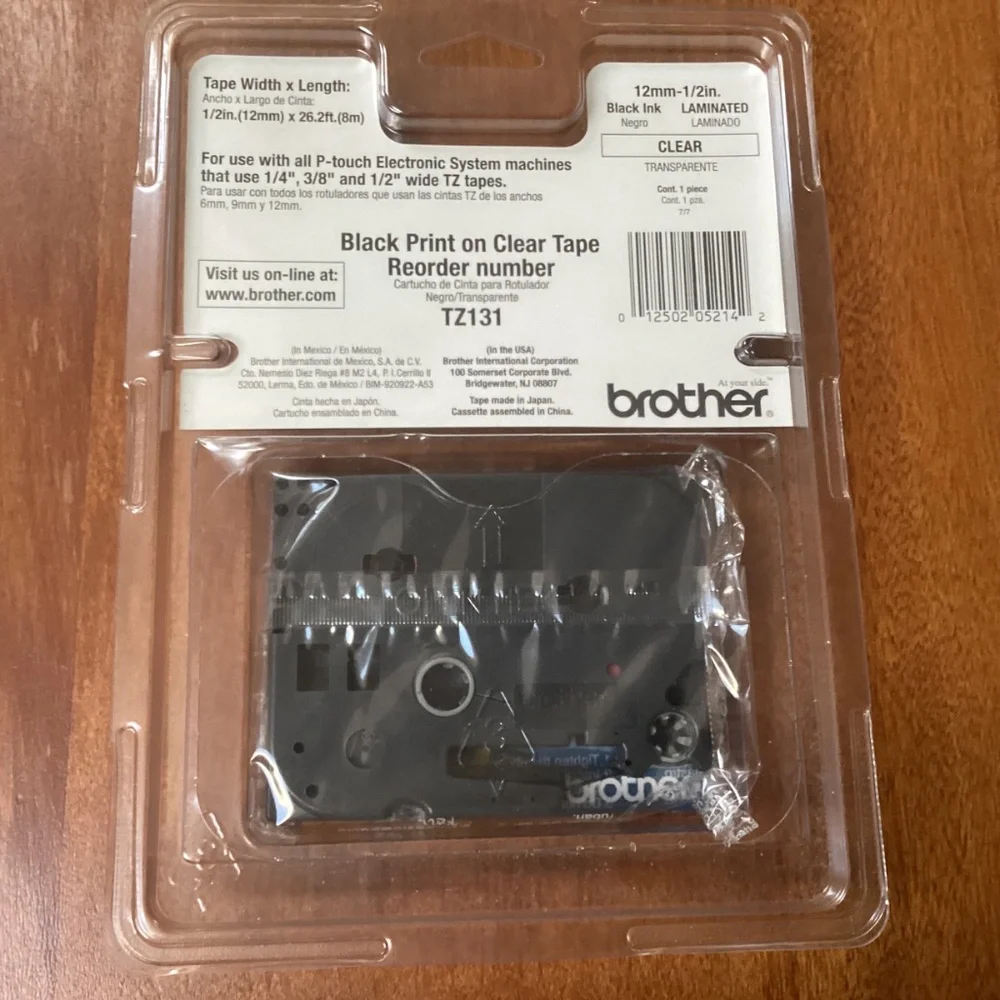 Brother TZ-121 P-touch Electronic Labeling System Tape 1/2” width (12mm)